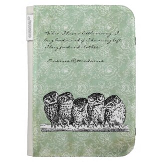Wise Vintage Owls: Customize with your own quote Kindle Cases