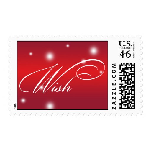 WISH elegant script red white glow holiday stamp