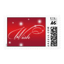 WISH elegant script red white glow holiday stamp stamp