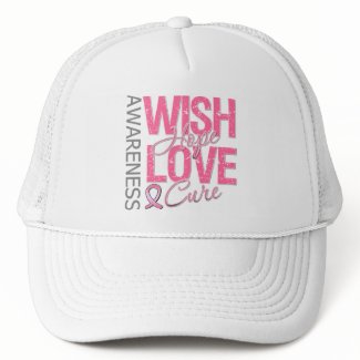 Wish Hope Love Cure Breast Cancer hat