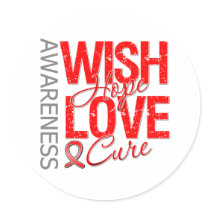 Wish Hope Love Cure Heart Disease Round Stickers