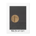 Wish you were here - moon and ocean collage post card