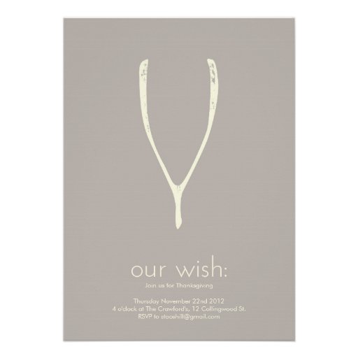 Wishbone Thanksgiving Invitation or Greeting Card (front side)