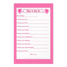 Wishes for Baby - Baby Shower Keepsake Elephant P Stationery Paper