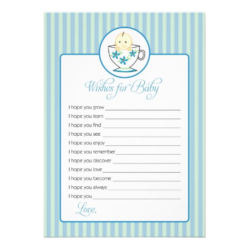 Wishes for Baby Card - Baby Boy In Tea Cup