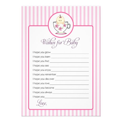 Wishes for Baby Card - Baby In Tea Cup Design Custom Invitations