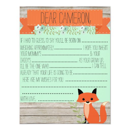 Wishes for baby - Fox theme Custom Invitations