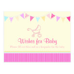 Wishes for baby - girl baby shower pink postcard postcards