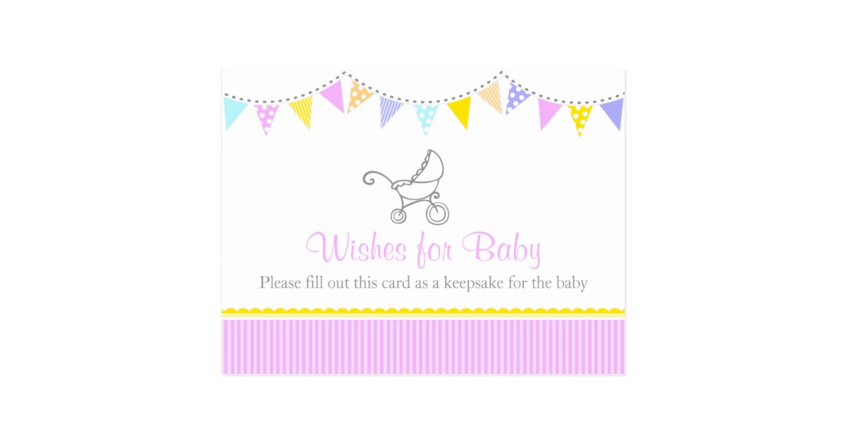 Wishes for baby girl baby shower postcard Zazzle