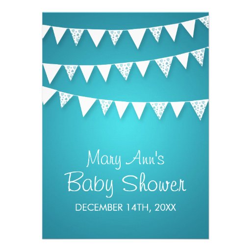 Wishes For Baby Shower Love Bunting Turquoise Custom Invitations
