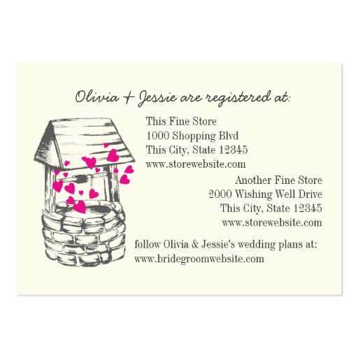Wishing Well Bridal Registry Cards Business Card Templates (front side)