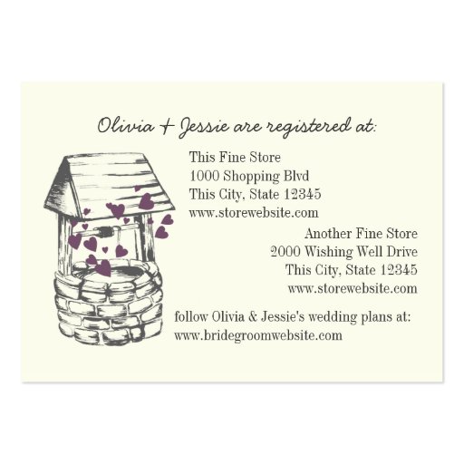 Wishing Well Bridal Registry Cards Large Business Cards ... Wishing Well Bridal Registry Cards Large Business Cards ...