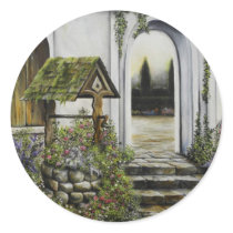 Wishing well garden ~Oil Painitng Stickers