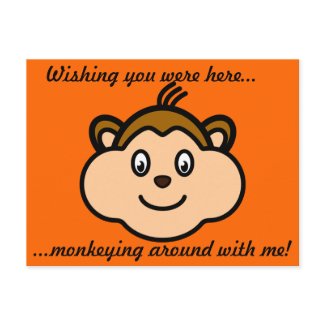 Wishing You Were Here Monkey Postcard