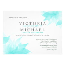 Wispy Blue Floral Wedding Invitations