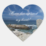 Wispy Clouds Over the Rocks; Mexico Souvenir Heart Stickers
