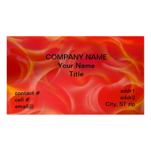 wispy yellow hotrod flames on red business cards (front side)