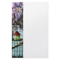 Wisteria and Birdhouse Custom Stationery