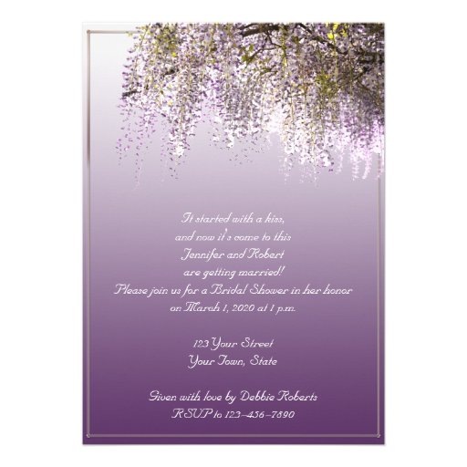 Wisteria Flower Lavender Bridal Shower Invitation
