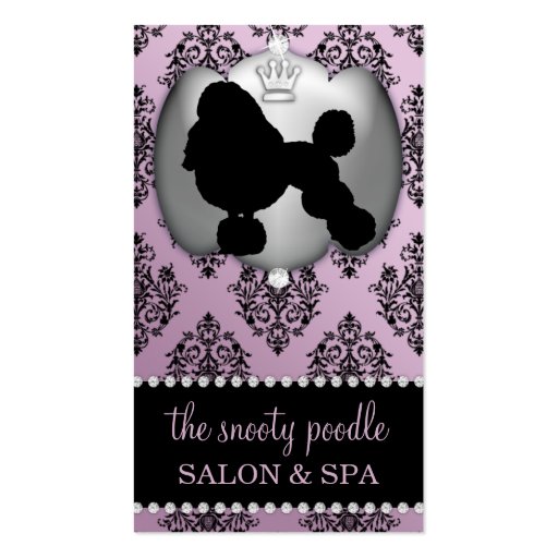 Wisteria Purple Jeweled Damask Dog Grooming/Spa Business Card Template