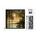Wisteria vines in stained glass stamp