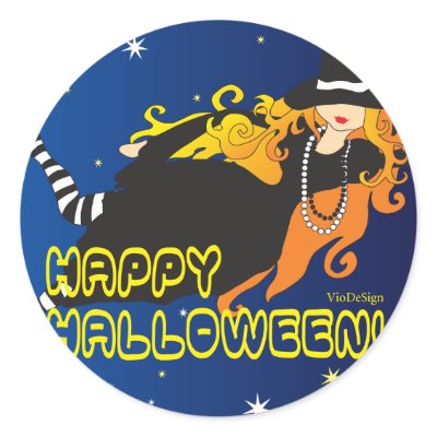witch_1 round sticker by VioDeSign