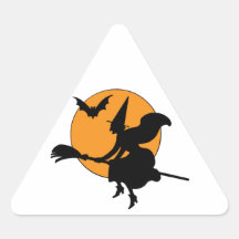 Witch and Bat Triangle Sticker
