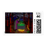 Witch and Broom Stamp