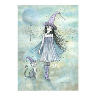 Witch and Cat Halloween Poster by Molly Harrison print