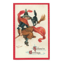 Witch and Cat on Broomstick posters