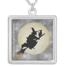 Witch and Cat Personalized Necklace