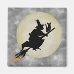 Witch and Cat Refrigerator Magnets