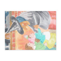 Witch and Children Halloween Postcard