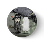 Witch and Ghost in Love Button