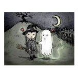 Witch and Ghost in Love Post Cards