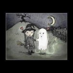 Witch and Ghost in Love Post Cards