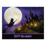 Witch and Haunted House Halloween Invitation