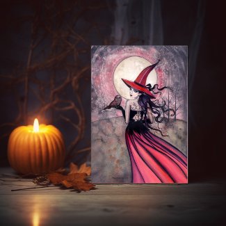 Witch and Owl Greeting Card card