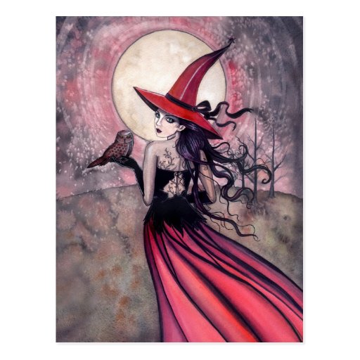 Witch and Owl Postcard