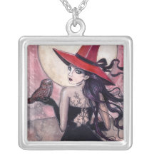Witch and Owl Sterling Silver Necklace