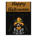 Witch Black Cat Happy Halloween Postcards