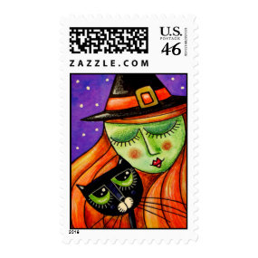 Witch & Black Cat stamp