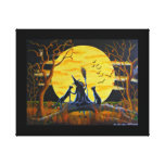 Witch,Black Cats,Bats,Moon,Halloween Gallery Wrapped Canvas