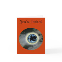 Witch Broom Full Moon Halloween Party Invitation cards