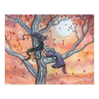 Witch Cat Autumn Poster by Molly Harrison print