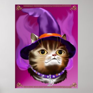 Witch Cat Face poster print