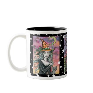 Witch Cat Halloween Mug by Molly Harrison