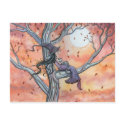 Witch Cat Halloween Postcard by Molly Harrison