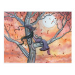 Witch Cat Halloween Postcard by Molly Harrison