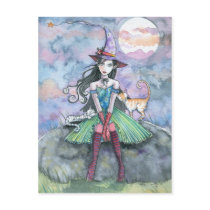 Witch Cat Halloween Postcard 'Sweet and Sour'